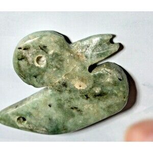 Antique Chinese Jade Carved & Polished Green Duck Pendant 16.59 grams 2" x 1.5"